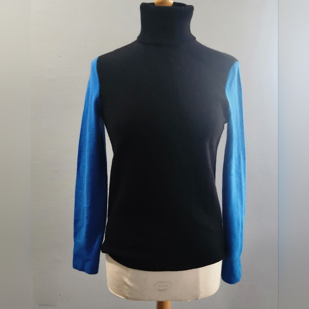Equipment Black and Blue Cashmere  Turtleneck Sweater